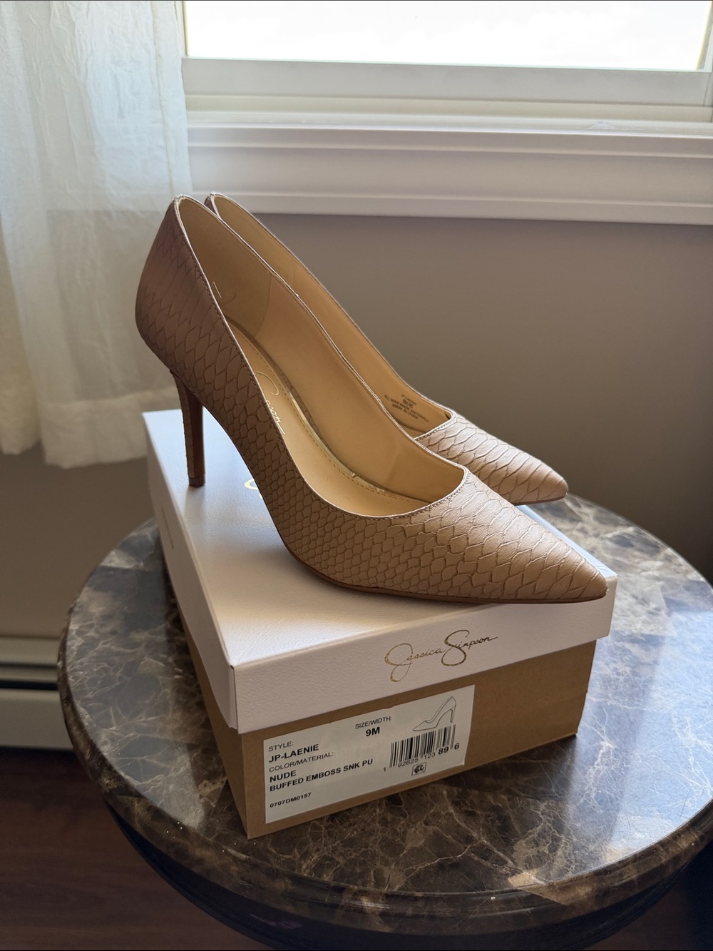 Jessica Simpson Nude Textured Pointed-Toe Stiletto Pumps